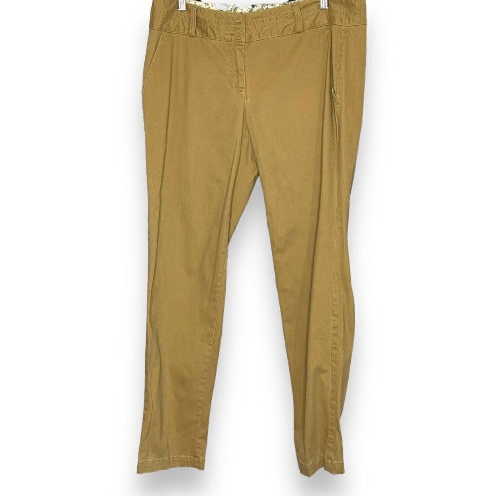 Lands' End Dress Pants Women's 14 Tan Brown Academia Preppy Pockets Suede Casual